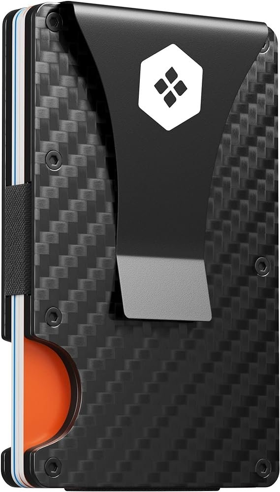 Minimalist Slim Wallet for Men - Carbon Fiber Wallets For Men RFID Blocking - Credit Card Holder with Aluminum Money Clip