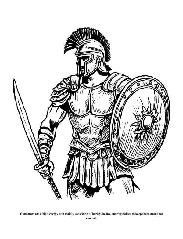 Black and white Roman Gladiator With shield and sword